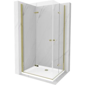 Kabina prysznicowa Mexen Lima Duo składana 90 x 80 cm transparent złota + brodzik Flat