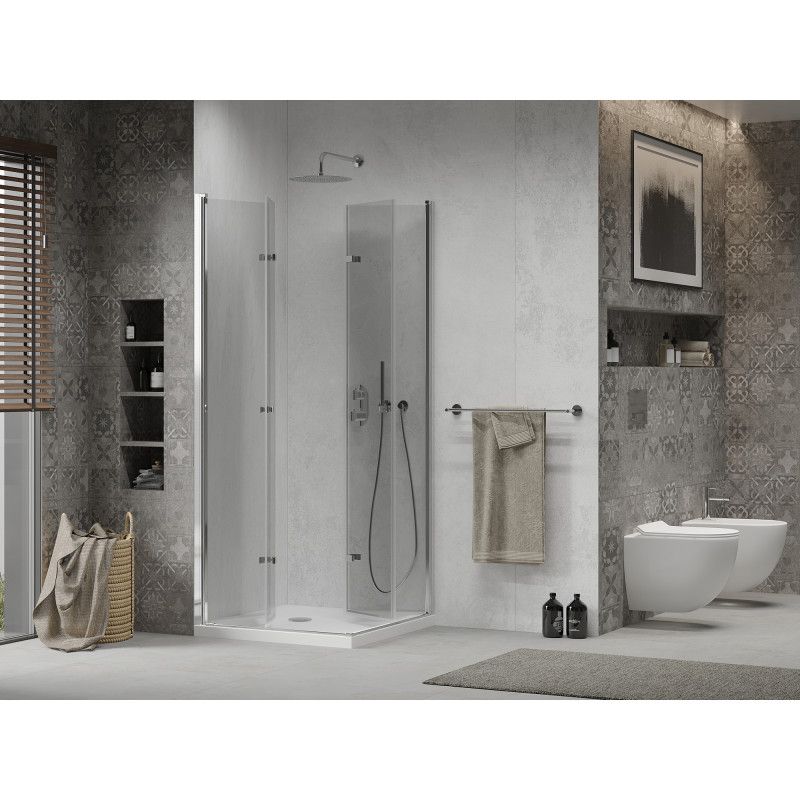 Kabina prysznicowa Mexen Lima Duo składana 90 x 90 cm transparent chrom + brodzik Flat