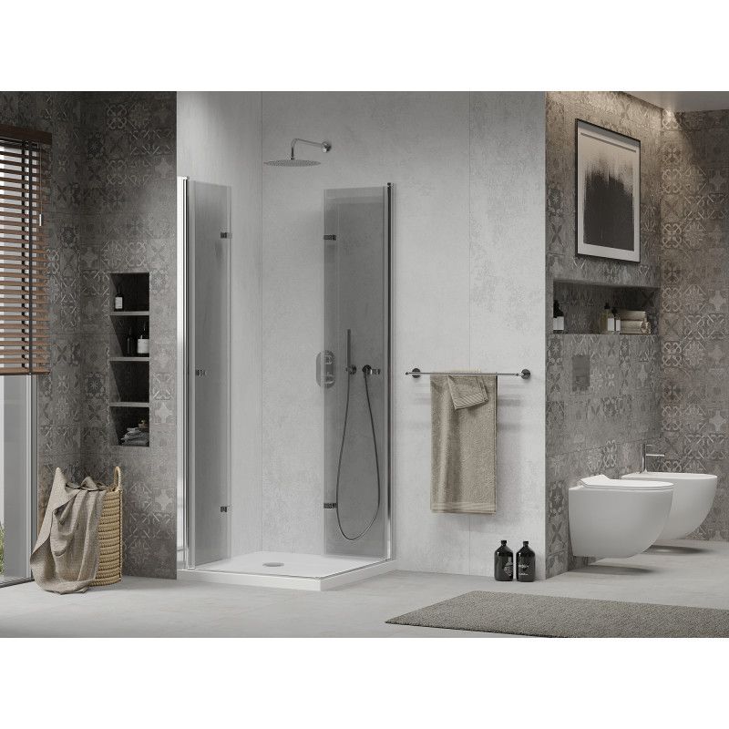 Kabina prysznicowa Mexen Lima Duo składana 90 x 90 cm transparent chrom + brodzik Flat