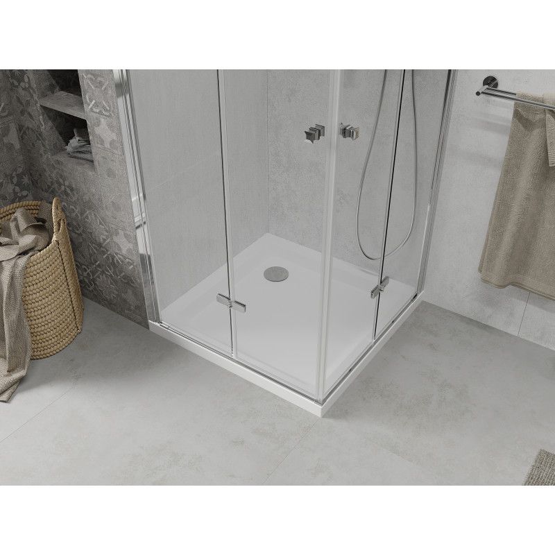 Kabina prysznicowa Mexen Lima Duo składana 90 x 90 cm transparent chrom + brodzik Flat