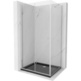 Kabina prysznicowa Mexen Lima składana 100 x 80 cm transparent chrom + brodzik Flat czarny