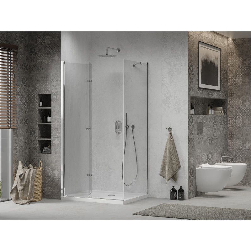 Kabina prysznicowa Mexen Lima składana 100 x 90 cm transparent chrom + brodzik Flat