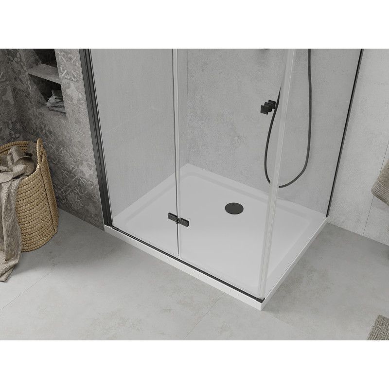 Kabina prysznicowa Mexen Lima składana 120 x 80 cm transparent czarna + brodzik Flat biały