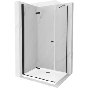 Kabina prysznicowa Mexen Lima składana 70 x 80 cm transparent czarna + brodzik Flat biały