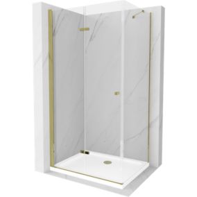 Kabina prysznicowa Mexen Lima składana 70 x 80 cm transparent złota + brodzik Flat