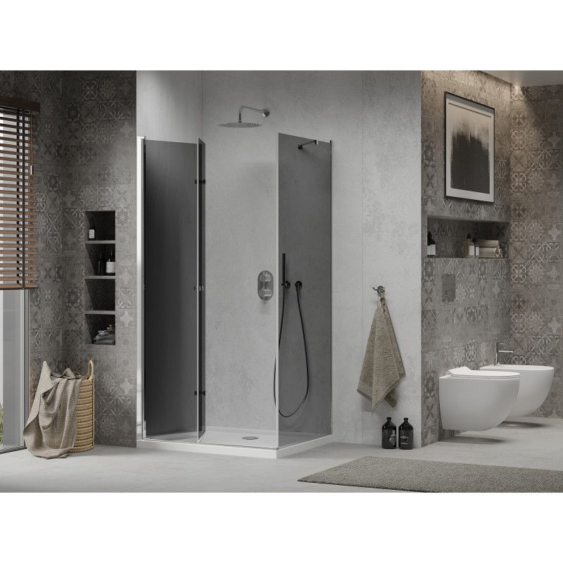 Kabina prysznicowa Mexen Lima składana 70 x 90 cm grafit chrom + brodzik Flat biały