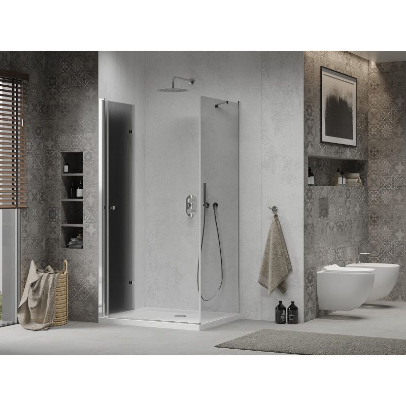 Kabina prysznicowa Mexen Lima składana 70 x 90 cm grafit chrom + brodzik Flat biały