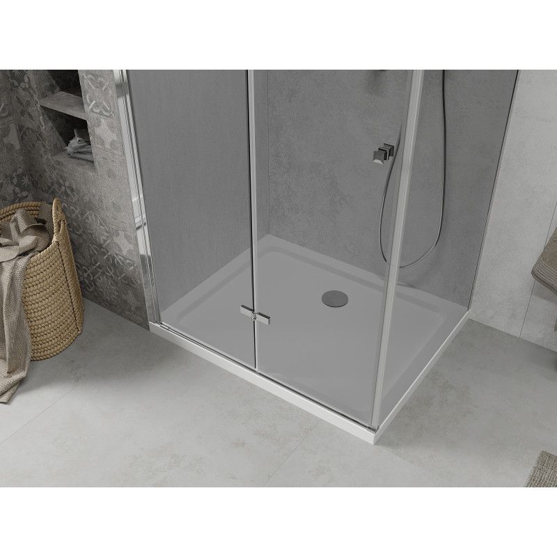 Kabina prysznicowa Mexen Lima składana 70 x 90 cm grafit chrom + brodzik Flat biały