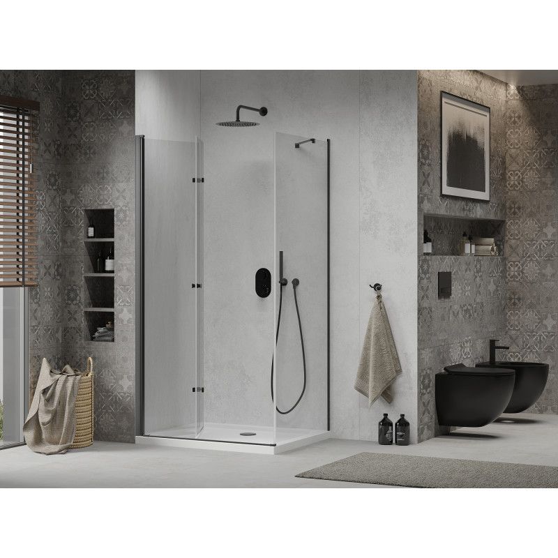 Kabina prysznicowa Mexen Lima składana 70 x 90 cm transparent czarna + brodzik Flat biały