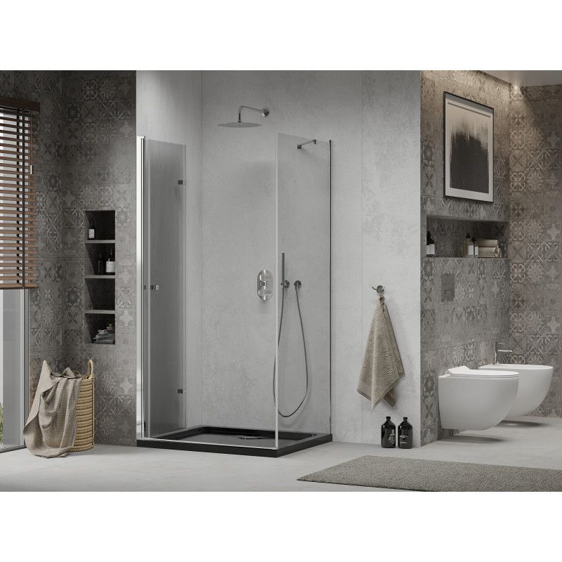 Kabina prysznicowa Mexen Lima składana 90 x 120 cm transparent chrom + brodzik Flat czarny