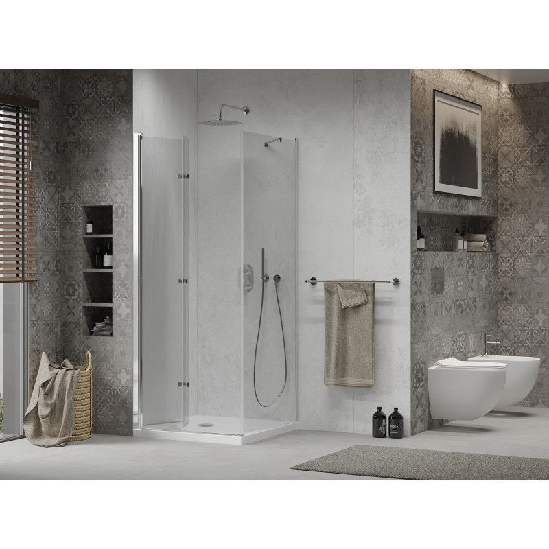 Kabina prysznicowa Mexen Lima składana 90 x 90 cm transparent chrom + brodzik Flat