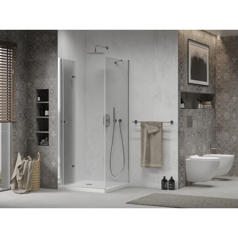 Kabina prysznicowa Mexen Lima składana 90 x 90 cm transparent chrom + brodzik Flat