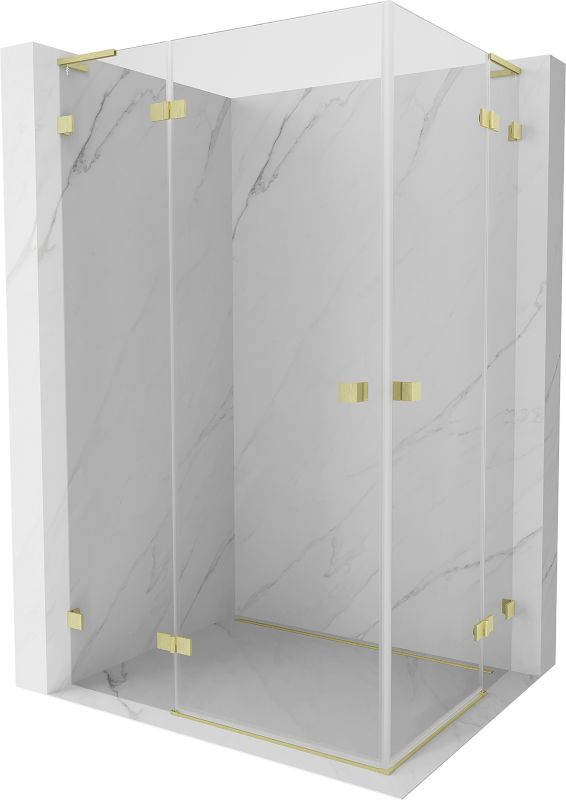 Kabina prysznicowa Mexen Lunar L Duo uchylna 100 x 85 cm transparent złota szczotkowana 1 szt.