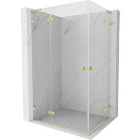 Kabina prysznicowa Mexen Lunar L Duo uchylna 100 x 85 cm transparent złota szczotkowana 1 szt.