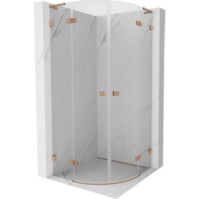 Kabina prysznicowa Mexen Lunar L półokrągła uchylna 80 x 80 cm transparent miedź szczotkowana 1 szt.