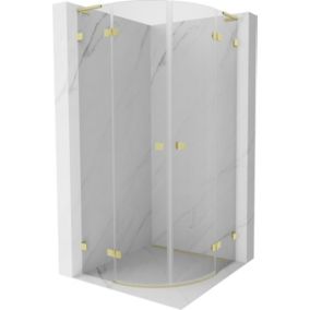 Kabina prysznicowa Mexen Lunar L półokrągła uchylna 80 x 80 cm transparent złota szczotkowana 1 szt.