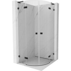 Kabina prysznicowa Mexen Lunar L półokrągła uchylna 90 x 90 cm transparent czarna 1 szt.