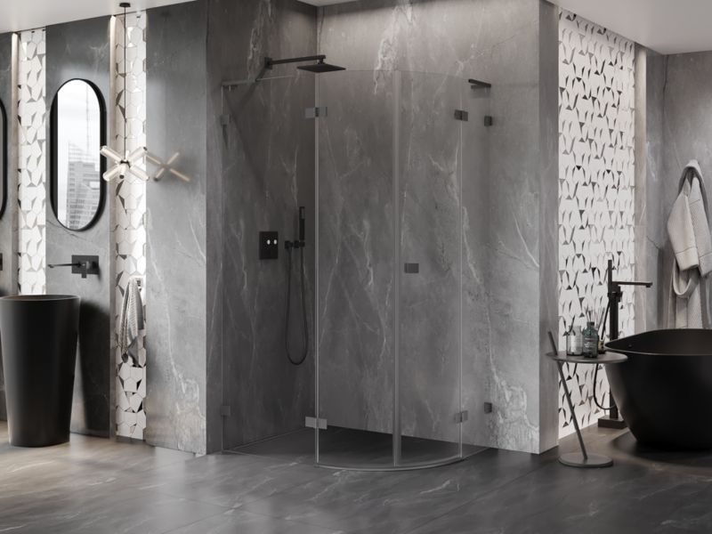 Kabina prysznicowa Mexen Lunar L półokrągła uchylna lewa 100 x 90 cm transparent gun metal 1 szt.