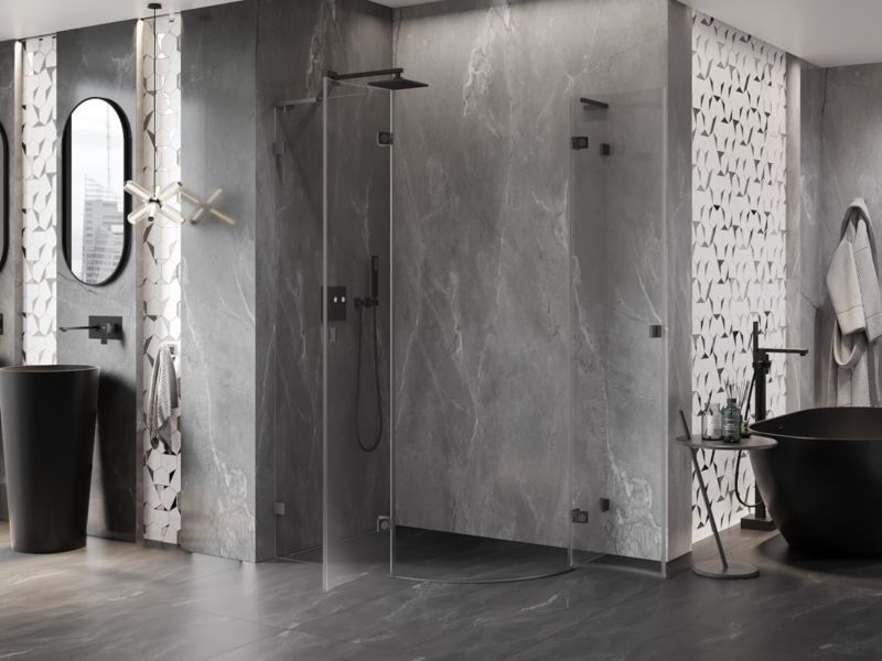 Kabina prysznicowa Mexen Lunar L półokrągła uchylna lewa 100 x 90 cm transparent gun metal 1 szt.