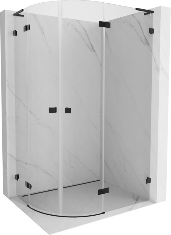 Kabina prysznicowa Mexen Lunar L półokrągła uchylna prawa 100 x 80 cm transparent czarna 1 szt.