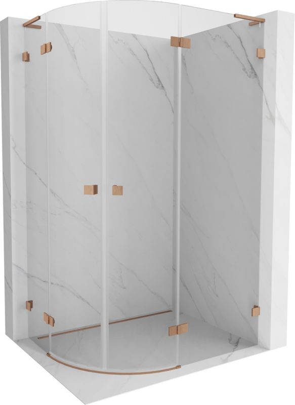 Kabina prysznicowa Mexen Lunar L półokrągła uchylna prawa 100 x 80 cm transparent miedź szczotkowana 1 szt.