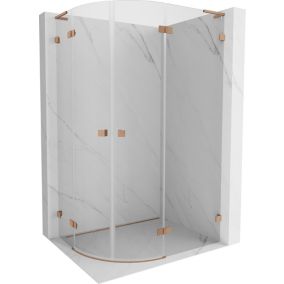 Kabina prysznicowa Mexen Lunar L półokrągła uchylna prawa 100 x 80 cm transparent miedź szczotkowana 1 szt.