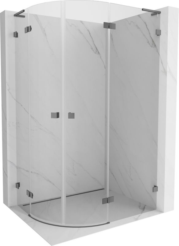 Kabina prysznicowa Mexen Lunar L półokrągła uchylna prawa 90 x 70 cm transparent gun metal 1 szt.