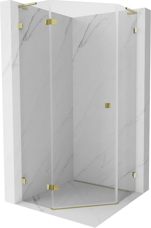 Kabina prysznicowa Mexen Lunar L pięciokątna uchylna lewa 100 x 100 cm transparent złota 1 szt.