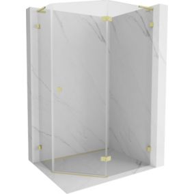 Kabina prysznicowa Mexen Lunar L pięciokątna uchylna prawa 100 x 80 cm transparent złota szczotkowana 1 szt.