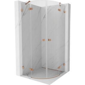 Kabina prysznicowa Mexen Lunar półokrągła uchylna 100 x 100 cm transparent miedź szczotkowana 1 szt.