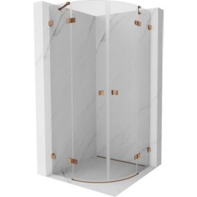 Kabina prysznicowa Mexen Lunar półokrągła uchylna 80 x 80 cm transparent różowe złoto 1 szt.