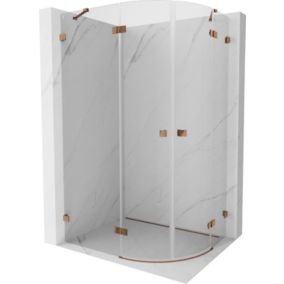 Kabina prysznicowa Mexen Lunar półokrągła uchylna lewa 100 x 80 cm transparent różowe złoto 1 szt.