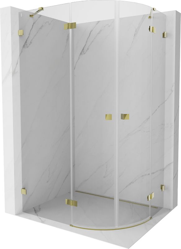 Kabina prysznicowa Mexen Lunar półokrągła uchylna lewa 100 x 90 cm transparent złota 1 szt.