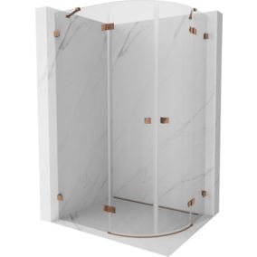 Kabina prysznicowa Mexen Lunar półokrągła uchylna lewa 90 x 80 cm transparent różowe złoto 1 szt.
