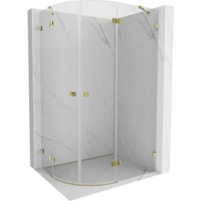 Kabina prysznicowa Mexen Lunar półokrągła uchylna prawa 80 x 70 cm transparent złota 1 szt.