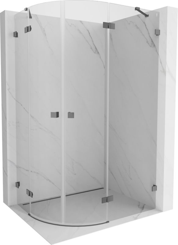 Kabina prysznicowa Mexen Lunar półokrągła uchylna prawa 90 x 80 cm transparent gun metal 1 szt.