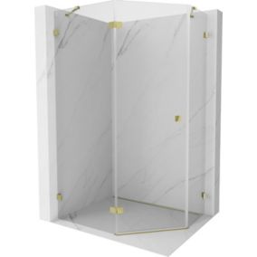 Kabina prysznicowa Mexen Lunar pięciokątna uchylna lewa 80 x 100 cm transparent złota 1 szt.