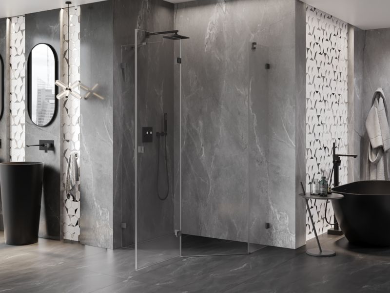 Kabina prysznicowa Mexen Lunar pięciokątna uchylna lewa 90 x 100 cm transparent gun metal 1 szt.