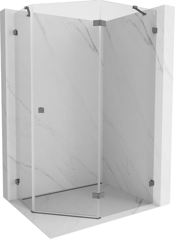 Kabina prysznicowa Mexen Lunar pięciokątna uchylna prawa 100 x 80 cm transparent gun metal 1 szt.
