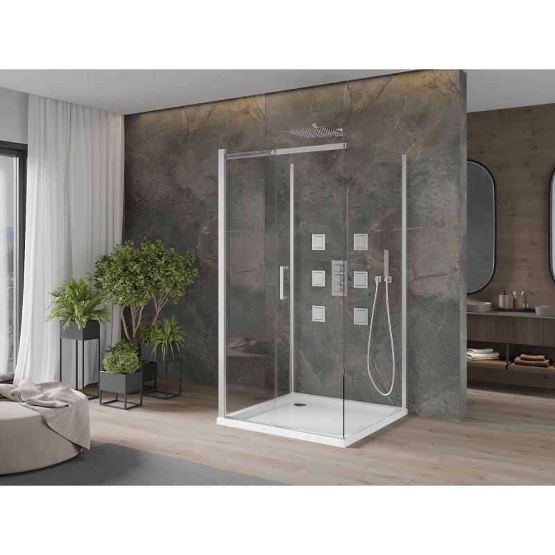 Kabina prysznicowa Mexen Omega 3-ścienna rozsuwana 100 x 100 cm transparent chrom + brodzik Flat825-100-100-01-00-3s-4010 1 szt.