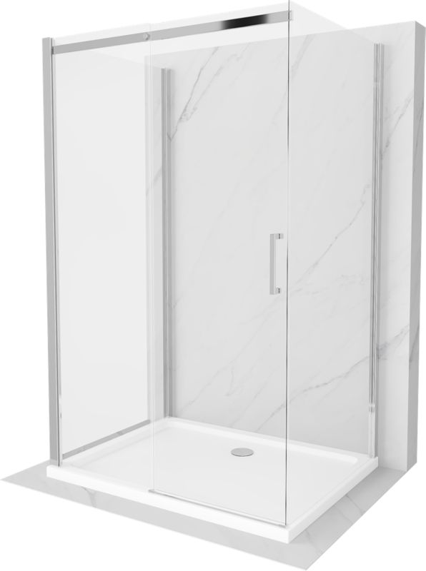 Mexen Omega 3stěnná výsuvná sprchová kabina 110 x 90 cm transparentní chrom + sprchová vanička Flat825-110-090-01-00-3s-4010 1 ks.