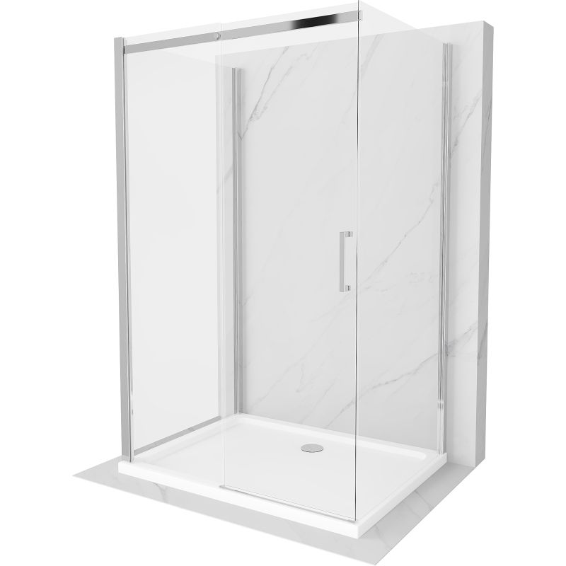 Kabina prysznicowa Mexen Omega 3-ścienna rozsuwana 140 x 100 cm transparent chrom + brodzik Flat825-140-100-01-00-3s-4010 1 szt.
