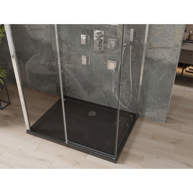 Kabina prysznicowa Mexen Omega 3-ścienna rozsuwana 140 x 90 cm transparent chrom + brodzik Flat 1 szt.