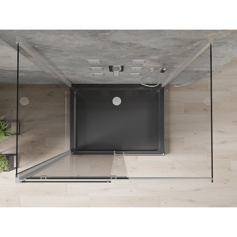 Kabina prysznicowa Mexen Omega 3-ścienna rozsuwana 140 x 90 cm transparent chrom + brodzik Flat 1 szt.