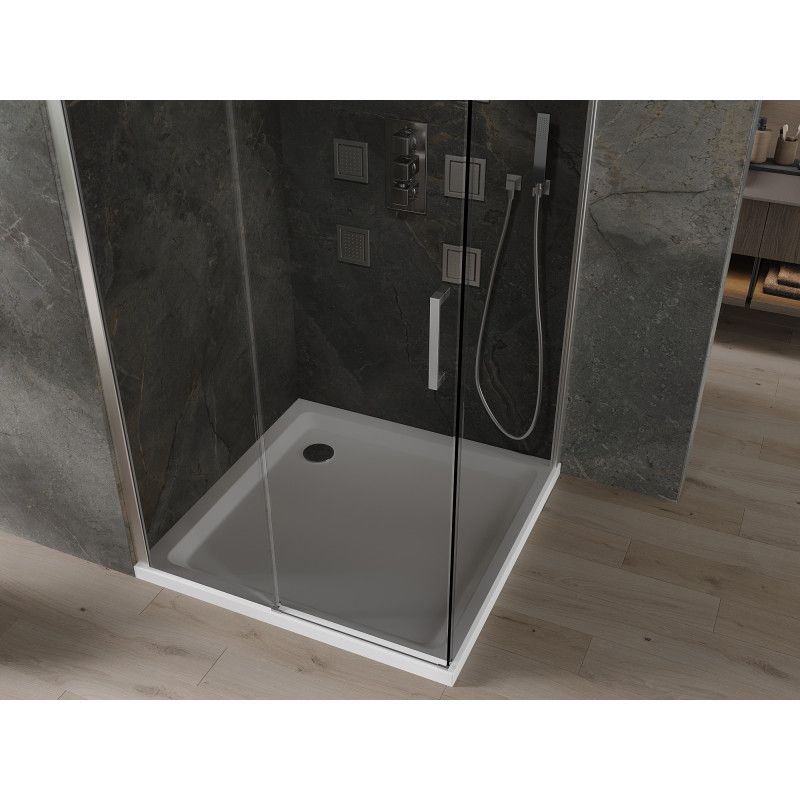 Kabina prysznicowa Mexen Omega rozsuwana 100 x 100 cm grafit chrom + brodzik Flat bialy