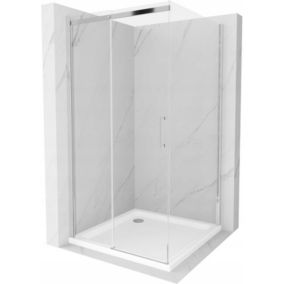 Kabina prysznicowa Mexen Omega rozsuwana 100 x 100 cm transparent chrom + brodzik Flat