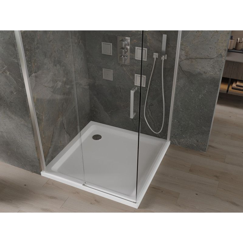 Kabina prysznicowa Mexen Omega rozsuwana 100 x 100 cm transparent chrom + brodzik Flat