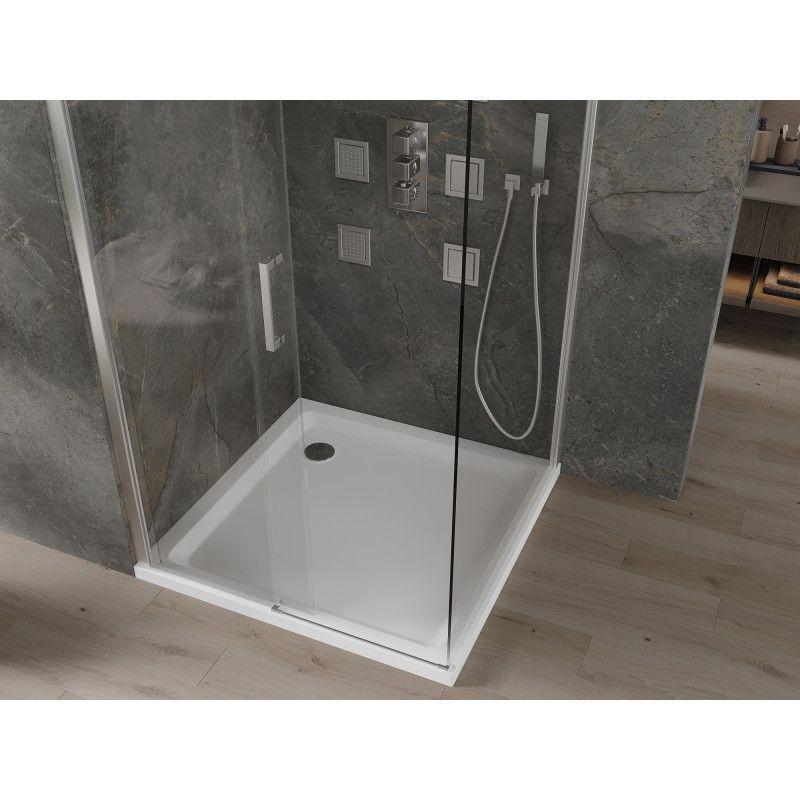 Kabina prysznicowa Mexen Omega rozsuwana 100 x 100 cm transparent chrom + brodzik Flat