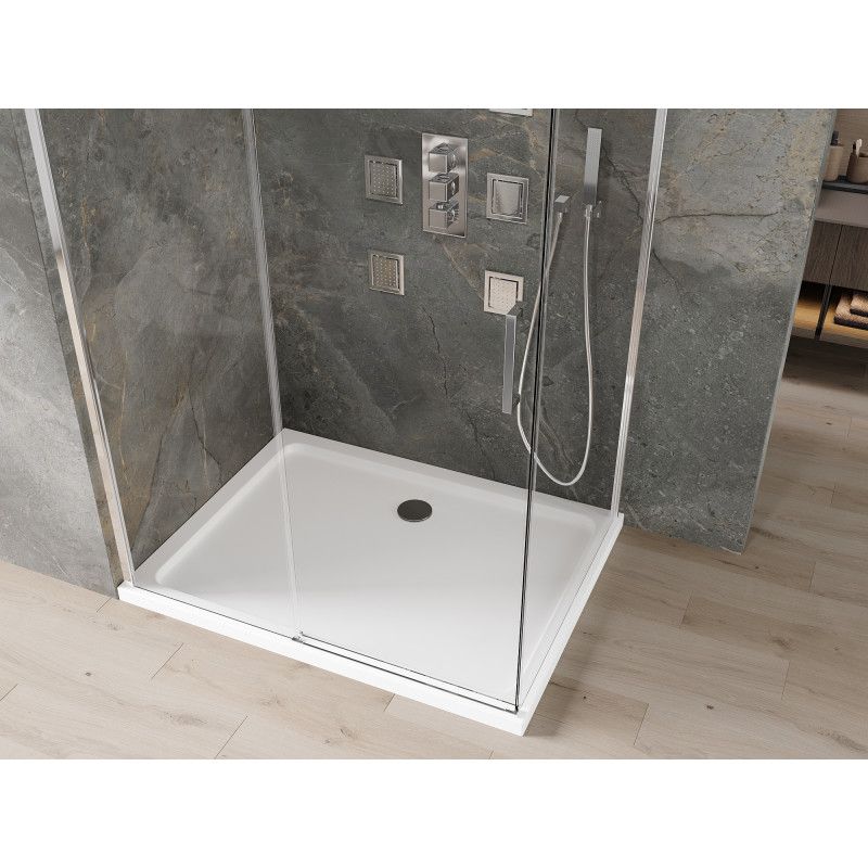Kabina prysznicowa Mexen Omega rozsuwana 120 x 100 cm transparent chrom + brodzik Flat