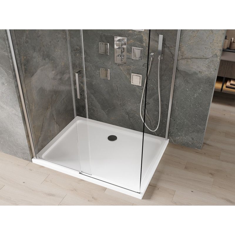 Kabina prysznicowa Mexen Omega rozsuwana 120 x 100 cm transparent chrom + brodzik Flat